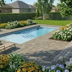Mova fiberglass inground pool, model 12x25, 3D rendering