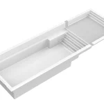 Piscine creusée en fibre de verre Mova, modèle 12x37 - Avec terrasse, vue avec terrasse immergée