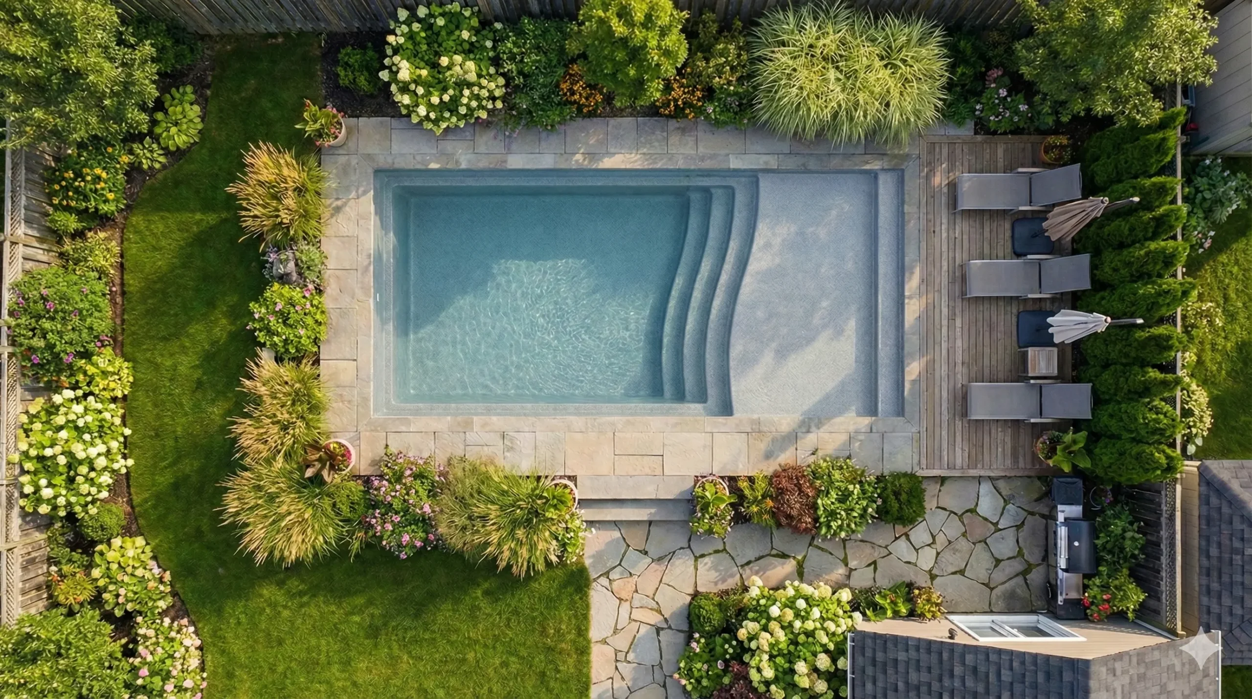 Piscine creusée en fibre de verre Mova, modèle 12x25 - Signature