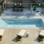 Piscine creusée en fibre de verre Mova, modèle 12x28, finition Diamant couleur Mova