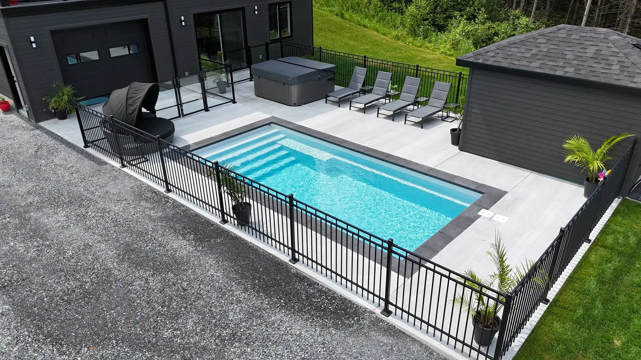 Mova fiberglass inground pool, model 12x24, Diamond finish in Loup Gris, installed by David veilleux