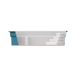 Piscine creusée en fibre de verre Mova, modèle 10x20, vue de côté