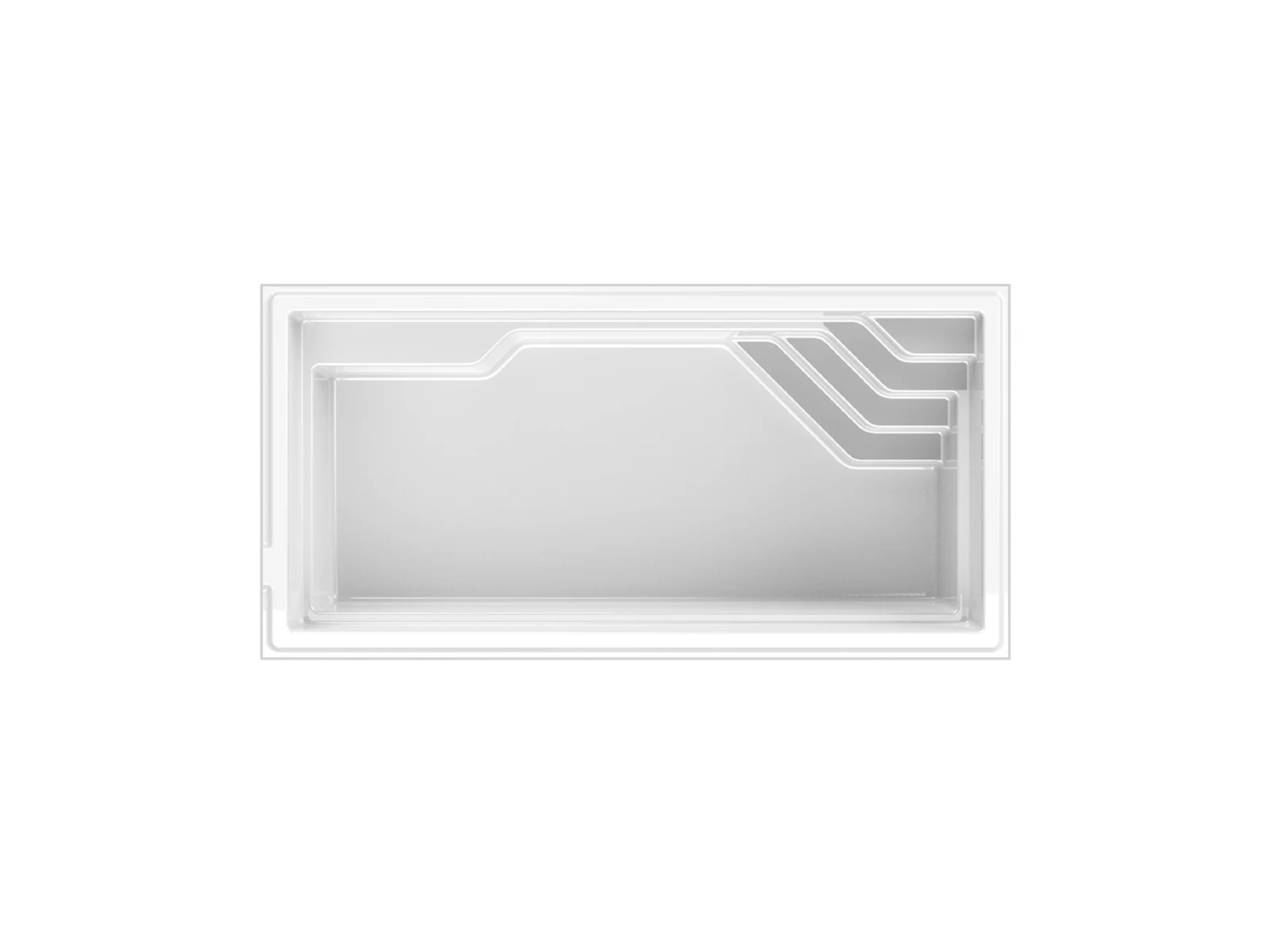 Piscine creusée en fibre de verre Mova, modèle 10x20, vue de dessus