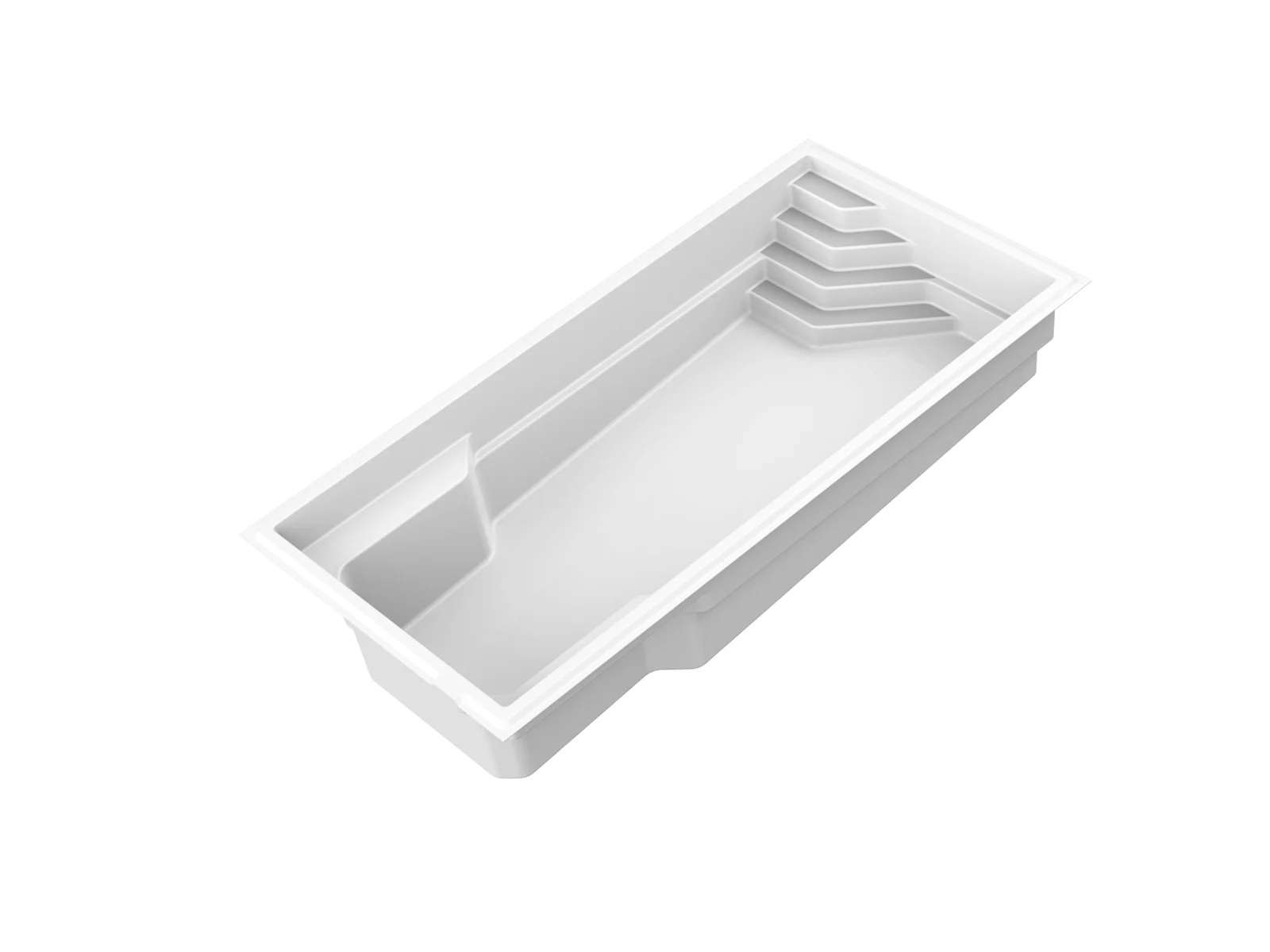 Piscine creusée en fibre de verre Mova, modèle 12x24 - Pente, vue d’angle