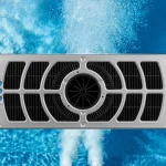 Piscine creusée en fibre de verre Mova, modèle 9x24 - Couloir athlétique, vue avec jets de massage