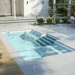 Piscine creusée en fibre de verre Mova, modèle 12x22, finition Diamant couleur Mova