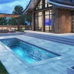 Piscine creusée en fibre de verre Mova, modèle 9x24, finition Diamant couleur Mova